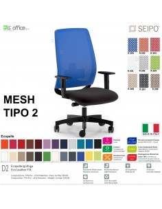 MESH TIPO 2 MH0018 Poltrona schienale alto in rete braccioli Movimento sincro traslatore "Z" SEIPO ECOPELLE D2