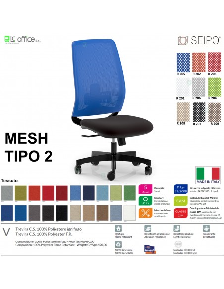 MESH TIPO 2 MH0019 Poltrona schienale alto in rete Movimento sincro "R2" SEIPO TESSUTO V