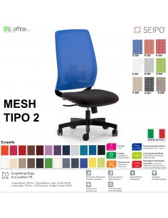 MESH TIPO 2 MH0019 Poltrona schienale alto in rete Movimento sincronizzato "R2" SEIPO ECOPELLE D2
