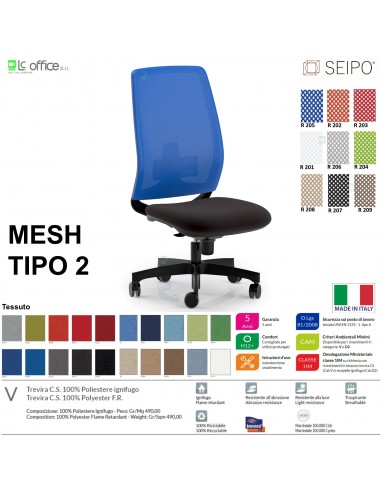 MESH TIPO 2 MH0020 Poltrona schienale alto in rete Movimento sincronizzato "R4" SEIPO TESSUTO V