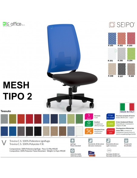 MESH TIPO 2 MH0020 Poltrona schienale alto in rete Movimento sincronizzato "R4" SEIPO TESSUTO V