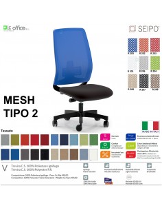 MESH TIPO 2 MH0021 Poltrona schienale alto in rete Movimento sincro traslatore "Z" SEIPO TESSUTO V