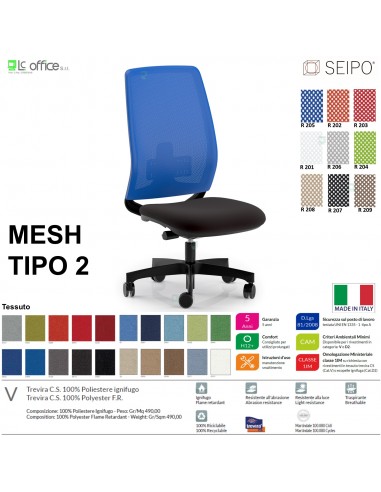 MESH TIPO 2 MH0021 Poltrona schienale alto in rete Movimento sincro traslatore "Z" SEIPO TESSUTO V