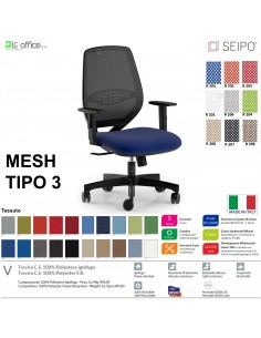 MESH TIPO 3 MH0025 Poltrona schienale in rete braccioli Movimento sincro "R2" SEIPO TESSUTO V