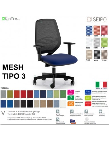 MESH TIPO 3 MH0027 Poltrona schienale in rete braccioli Movimento sincro traslatore "Z" SEIPO TESSUTO V