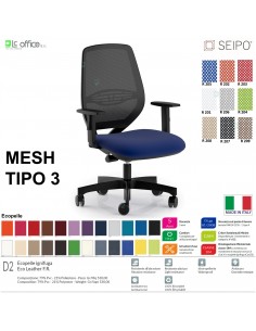 MESH TIPO 3 MH0027 Poltrona schienale in rete braccioli Movimento sincro traslatore "Z" SEIPO ECOPELLE D2