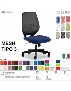 MESH TIPO 3 MH0028 Poltrona schienale in rete Movimento sincro "R2" SEIPO ECOPELLE D2
