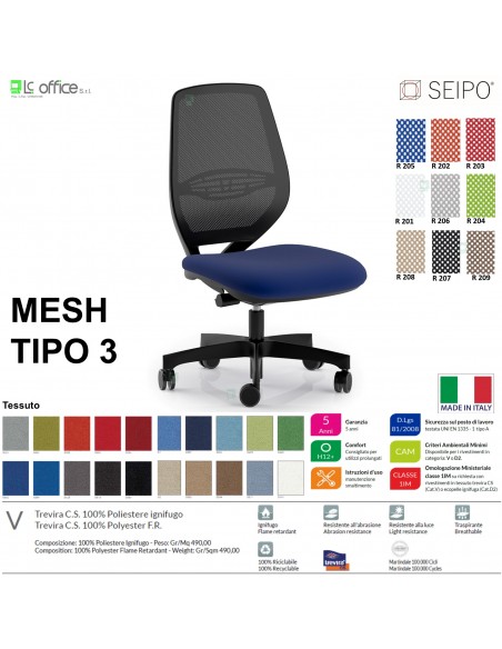 MESH TIPO 3 MH0030 Poltrona schienale in rete Movimento sincro traslatore "Z" SEIPO TESSUTO V