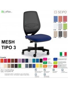 MESH TIPO 3 MH0030 Poltrona schienale in rete Movimento sincro traslatore "Z" SEIPO ECOPELLE D2