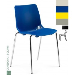 ALEXIA Sedia in polipropilene impilabile con telaio a 4 gambe cromato