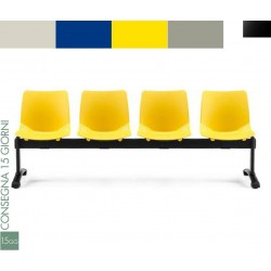 ALEXIA panca quattro sedute in polipropilene su trave