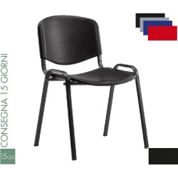 Sedia fissa impilabile con telaio nero in PVC