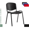 Sedia fissa impilabile con telaio nero in PVC