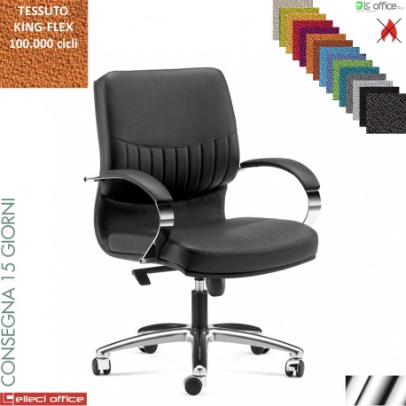 SELECTA Poltrona semi-direzionale oscillante braccioli cromato base alluminioecopelle KING-FLEX class 1 IM