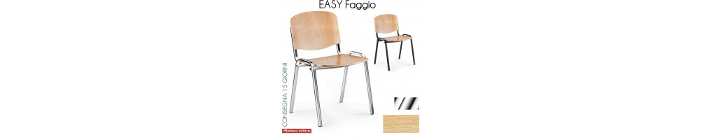 Sedie impilabile Easy in faggio per coletività con struture cromata o nera