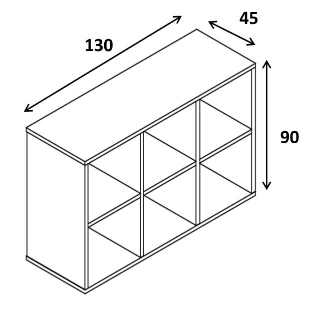 Contenitore cube basso H 90 sei vani 2 schiene RY