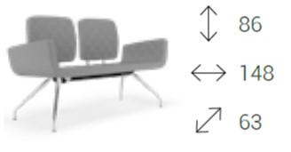 Monet Divano 2 posti base a 4 gambe cromo rivestimento tessuto MADRID class 1IM