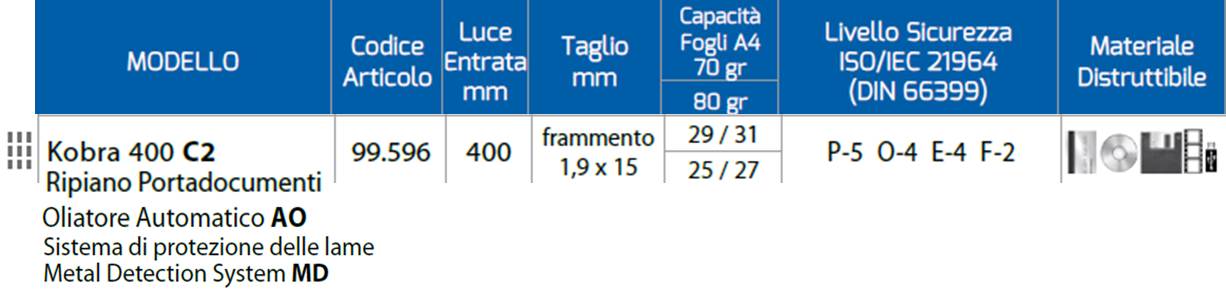 Kobra 400 C2 PORTADOCUMENTI AO MD