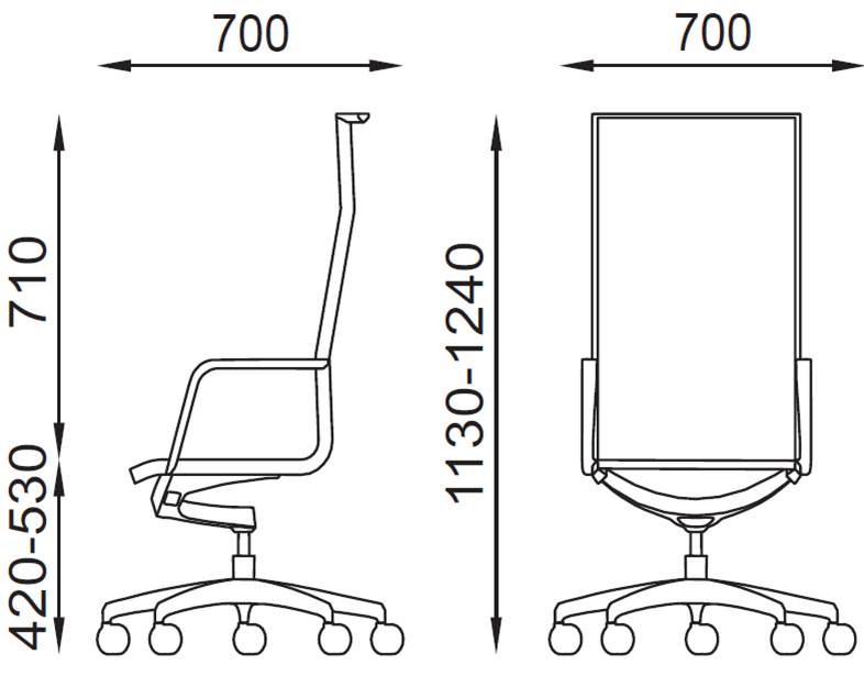 ALUMINIUM AL31 Poltrona con lo schienale alto e con i braccioli, movimento della poltrona di tipo 'AC' tessuto B
