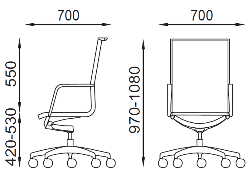 ALUMINIUM AL03 Poltrona semi direzionale rivestimento in rete braccioli fissi movimento ‘AC’ Seipo