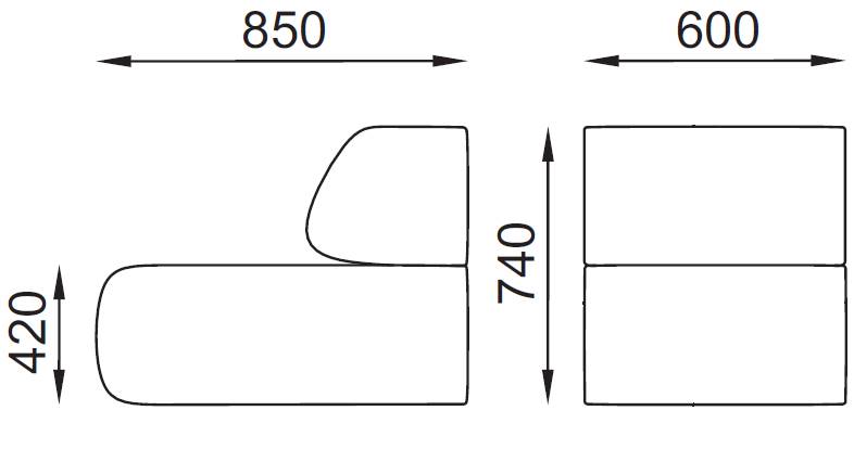 Misure Hand H012 Poltrona attesa singola No braccioli base 4 piedi autolivellanti Seipo tessuto B CLASS 1IM