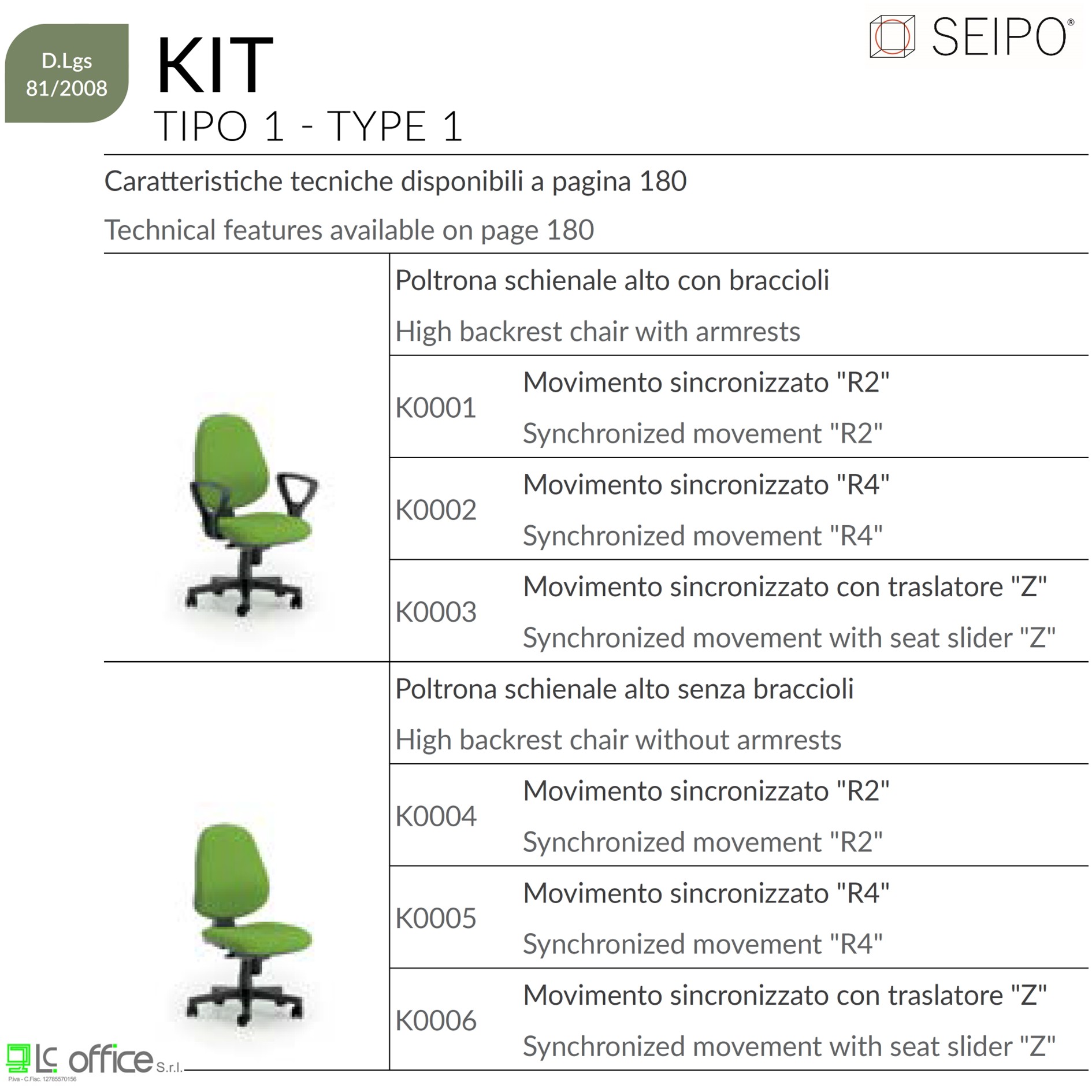 MODELLI POLTRONE KIT SEIPO