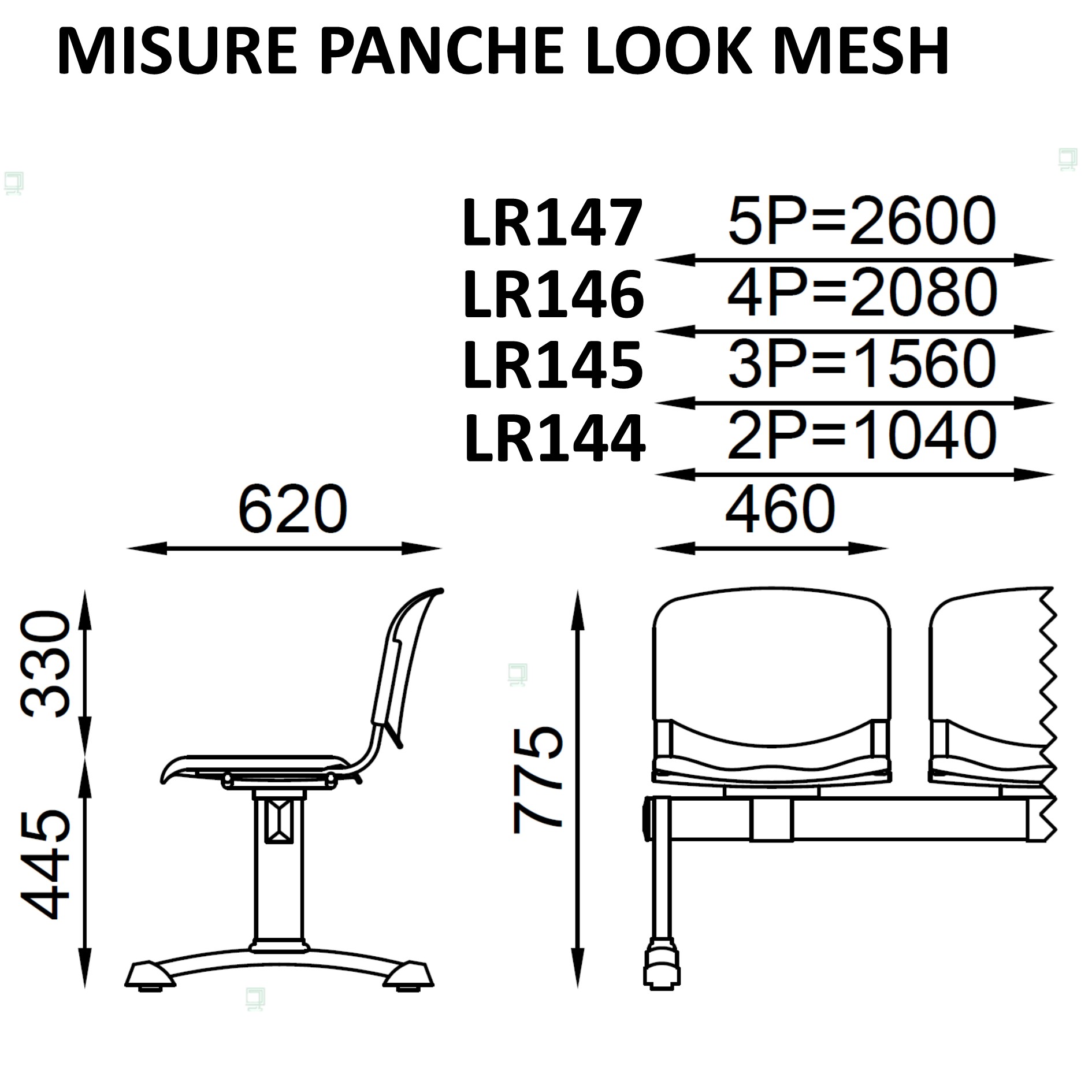 Misure panche Look Mesh Seipo