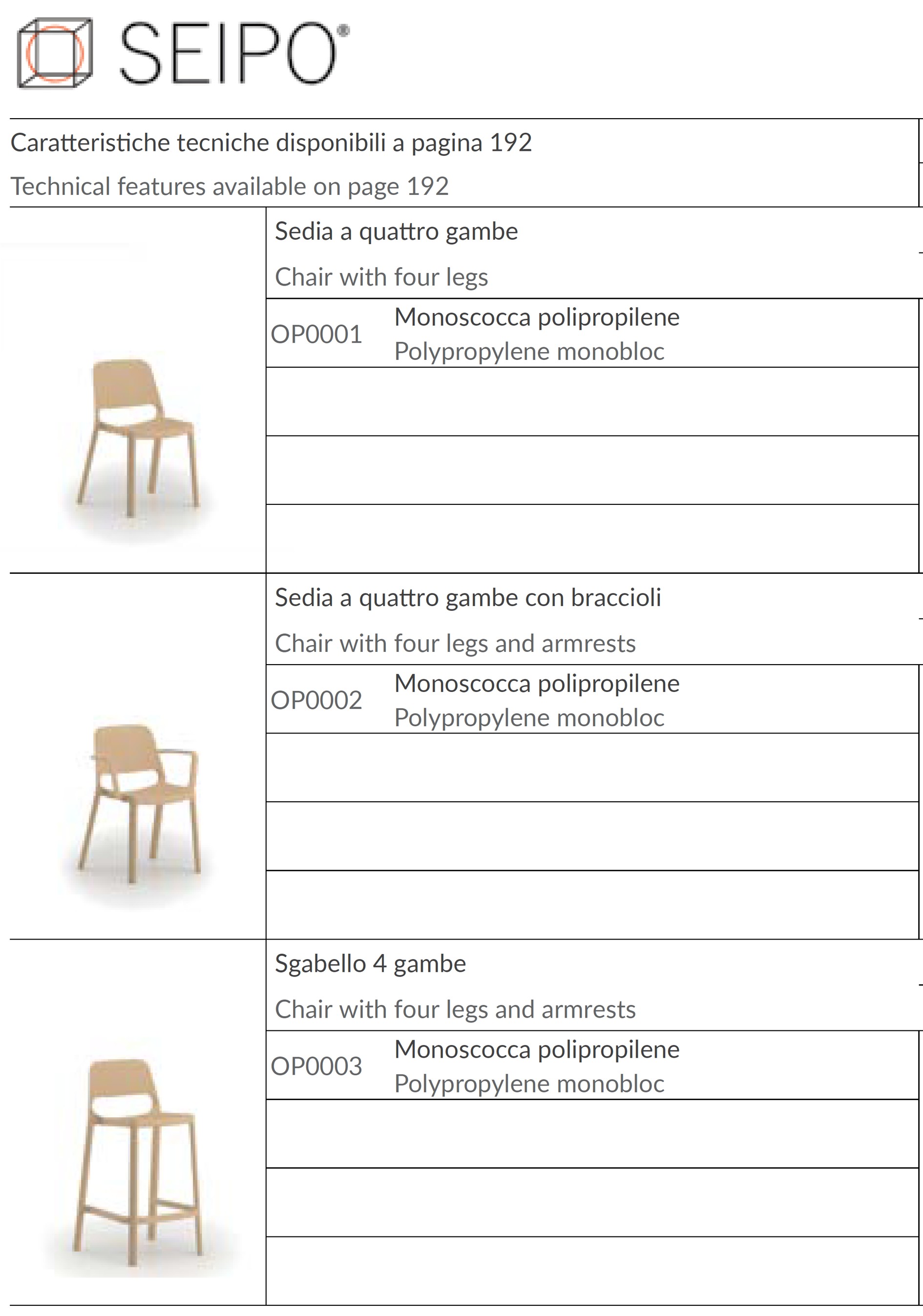 Catalogo sedute Open