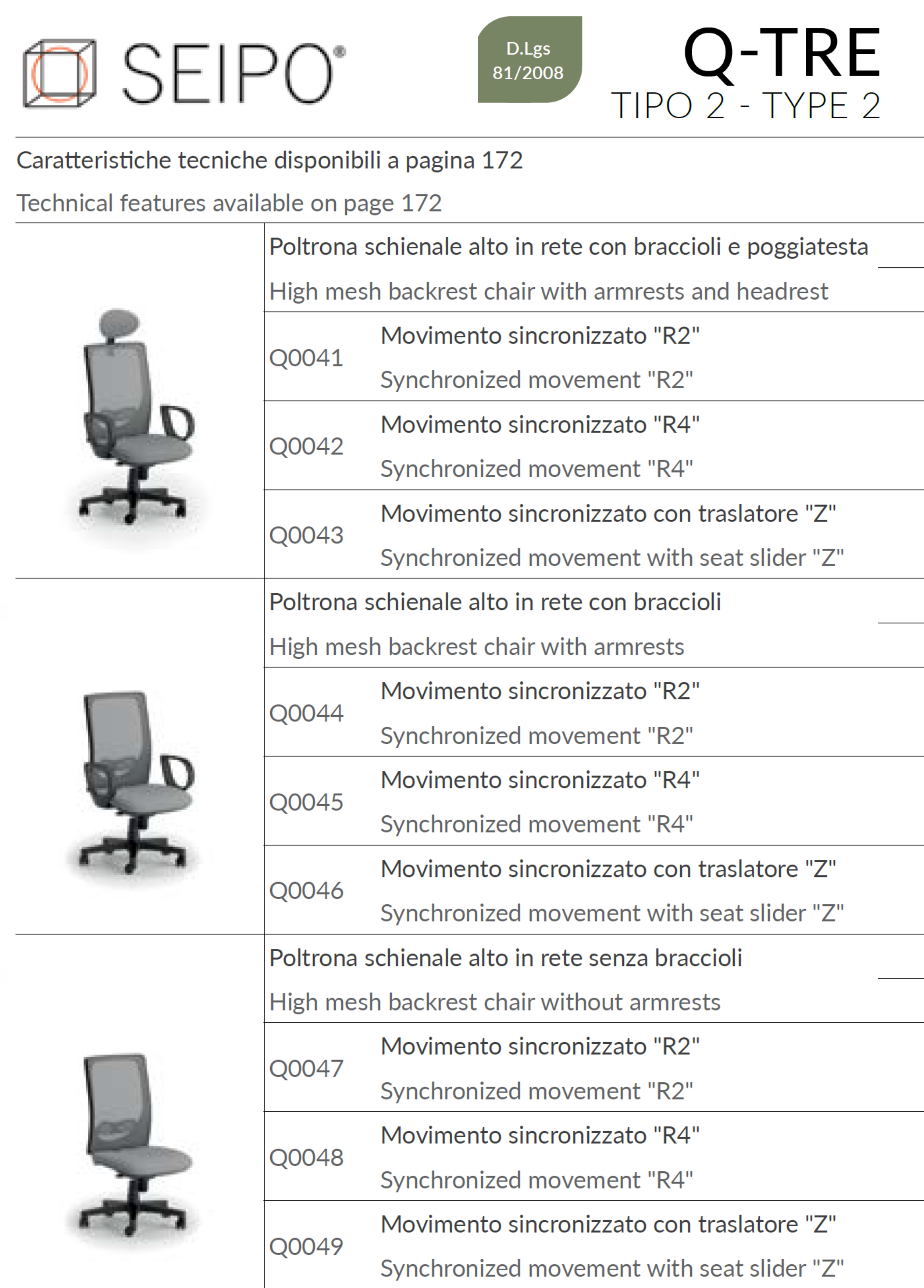 MODELLI POLTRONE Q.TRE SEIPO