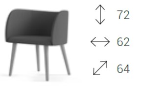 Round Poltroncina con base a 4 gambe in legno frassino verniciato naturale rivestimento tessuto ONE class 1 IM