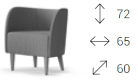 Round Poltroncina con base a 4 gambe in legno frassino verniciato naturale rivestimento tessuto Angel class 1 IM