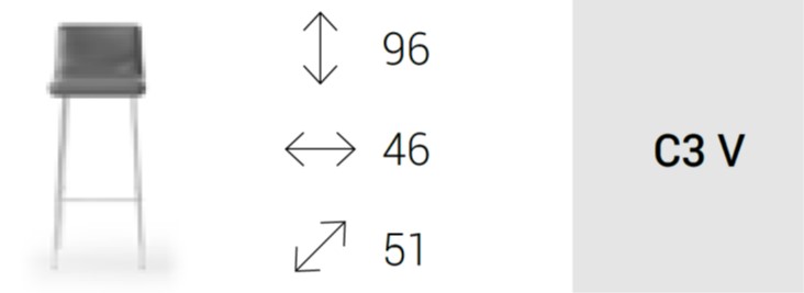 UPPER C sgabello girevole imbottito con base cromo rivestimento ecopelle GAZEBO class 1IM