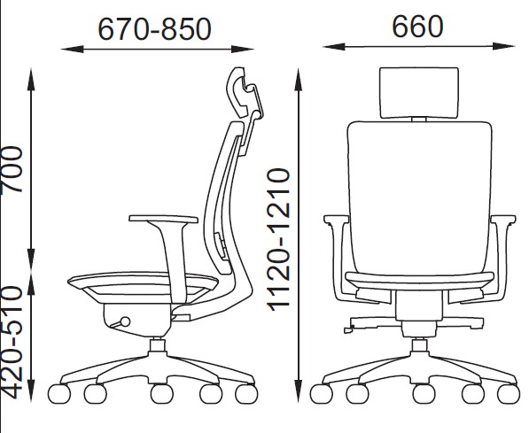 Misure Wave W020 Poltrona sedile-schienale rete nera, poggiatesta, braccioli movimento sincronizzato con traslatore “E” Seipo
